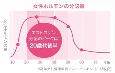 女性ホルモン(エストロゲン)の分泌量推移グラフ